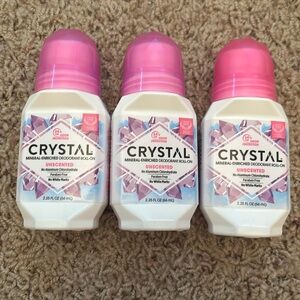 NEW Set of 3 Crystal Unscented Mineral Enriched Deoderant